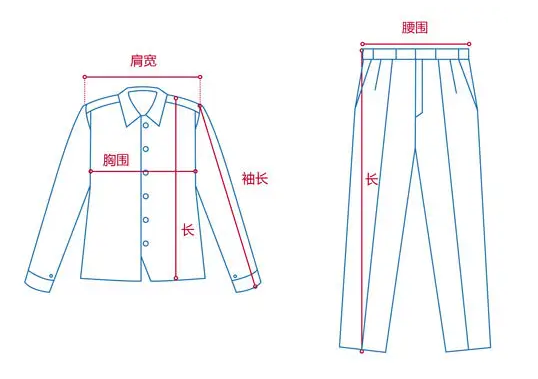 定做工作服測量展示圖，短袖工作服定做，冬季工作服定做